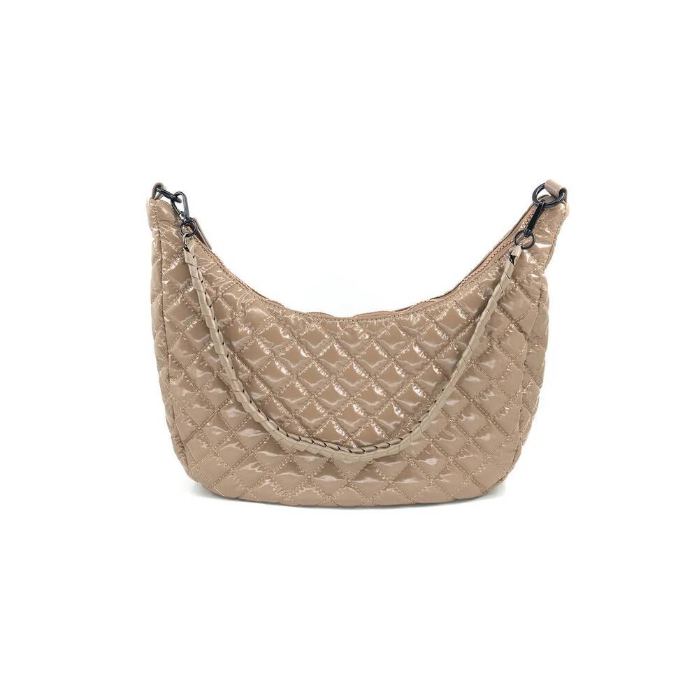 NEW BC HANDBAGS marly nylon bag in patent taupe